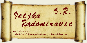 Veljko Radomirović vizit kartica